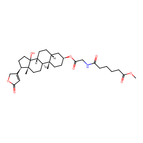 Card-20(22)-enolide, 14-hydroxy-3-((((6-methoxy-1,6-dioxohexyl)amino)acetyl)oxy)-, (3-beta,5-beta)- structure