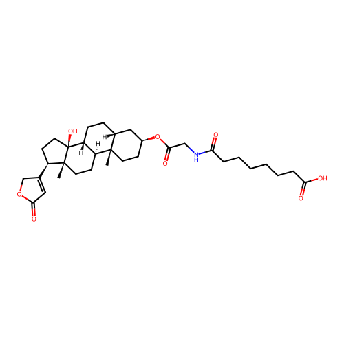 Card-20(22)-enolide, 3-((((7-carboxy-1-oxohexyl)amino)acetyl)oxy)-14-hydroxy-, (3-beta,5-beta)- structure