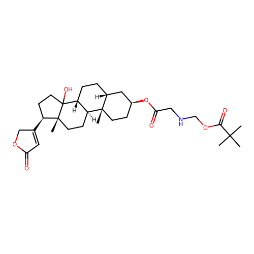 Card-20(22)-enolide, 3-((2,2-dimethyl-1-oxopropoxy)methylaminoacetoxy)-14-hydroxy- structure