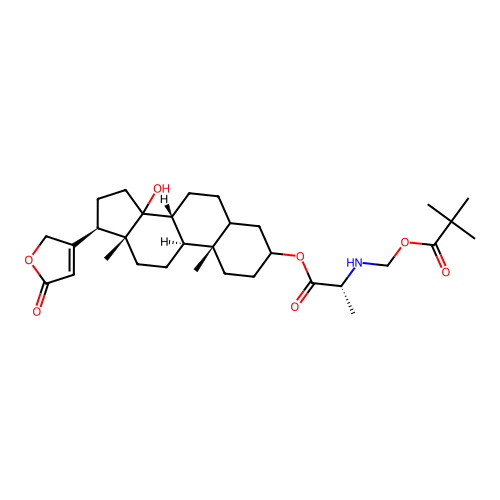 Alanine, N-(carboxymethyl)-, N-tert-butyl ester, 3-ester with 3-beta,14-dihydroxy-5-beta-card-20(22)-enolide, D- structure