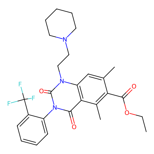 6-Quinazolinecarboxylic acid, 1,2,3,4-tetrahydro-5,7-dimethyl-2,4-dioxo-1-(2-(1-piperidinyl)ethyl)-3-(2-(trifluoromethyl)phenyl)-, ethyl ester structure