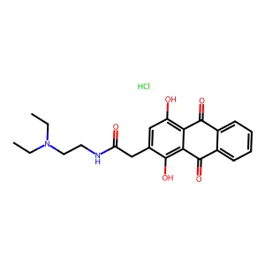2-Anthraceneacetamide, N-(2-(diethylamino)ethyl)-9,10-dihydro-1,4-dihydroxy-9,10-dioxo-, monohydrochloride structure