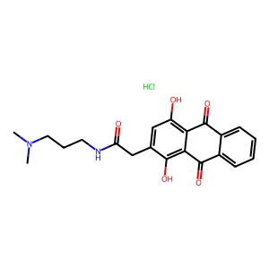 2-Anthraceneacetamide, N-(3-(dimethylamino)propyl)-9,10-dihydro-1,4-dihydroxy-9,10-dioxo-, monohydrochloride structure