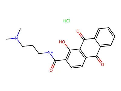 2-Anthracenecarboxamide, N-(3-(dimethylamino)propyl)-9,10-dihydro-1-hydroxy-9,10-dioxo-, monohydrochloride structure