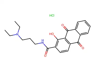 2-Anthracenecarboxamide, N-(3-(diethylamino)propyl)-9,10-dihydro-1-hydroxy-9,10-dioxo-, monohydrochloride structure