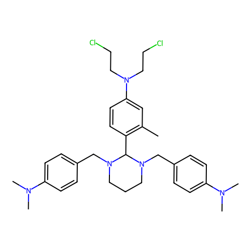 4-[1,3-bis[[4-(dimethylamino)phenyl]methyl]-1,3-diazinan-2-y structure