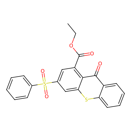 Ethyl 9-oxo-3-(phenylsulphonyl)-9H-thioxanthene-1-carboxylate structure