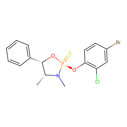 1,3,2-Oxazaphospholidine, 2-(4-bromo-2-chlorophenoxy)-3,4-dimethyl-5-phenyl-, 2-sulfide, (2alpha,4alpha,5alpha)- structure