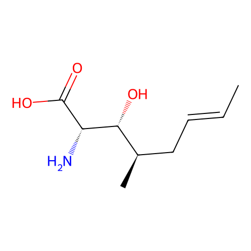 2-Amino-4-(2E)-2-buten-1-yl-2,4,5-trideoxy-L-xylonic acid structure