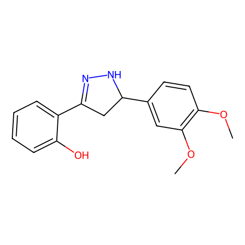 2-[5-(3,4-dimethoxyphenyl)-4,5-dihydro-1H-pyrazol-3-yl]phenol structure