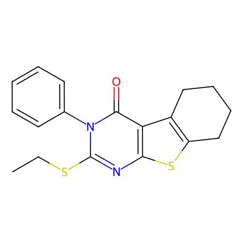 2-Ethylsulfanyl-3-phenyl-5,6,7,8-tetrahydro-[1]benzothiolo[2,3-d]pyrimidin-4-one structure