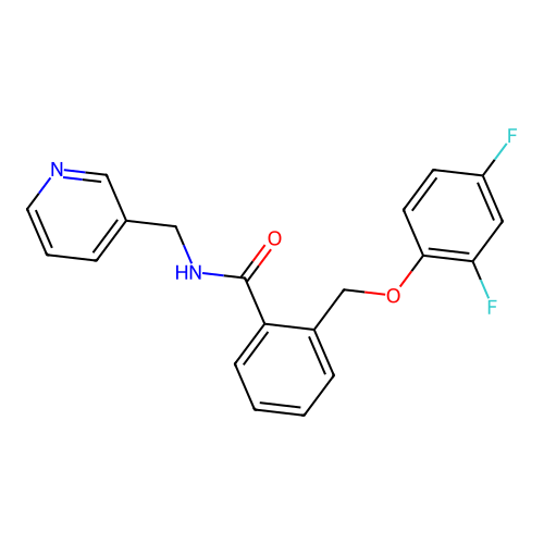 2-[(2,4-difluorophenoxy)methyl]-N-(pyridin-3-ylmethyl)benzamide structure