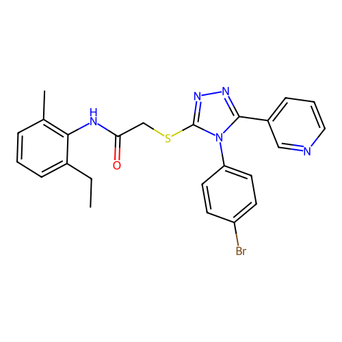2-{[4-(4-bromophenyl)-5-(pyridin-3-yl)-4H-1,2,4-triazol-3-yl]sulfanyl}-N-(2-ethyl-6-methylphenyl)acetamide structure