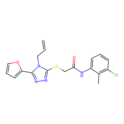 N-(3-chloro-2-methylphenyl)-2-{[5-(furan-2-yl)-4-(prop-2-en-1-yl)-4H-1,2,4-triazol-3-yl]sulfanyl}acetamide structure
