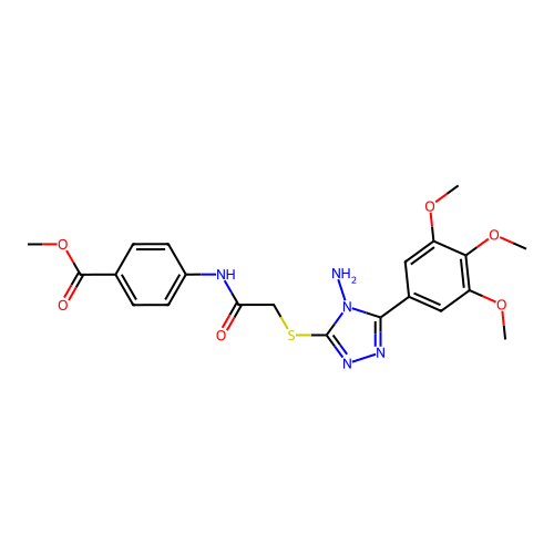 methyl 4-[({[4-amino-5-(3,4,5-trimethoxyphenyl)-4H-1,2,4-triazol-3-yl]sulfanyl}acetyl)amino]benzoate structure
