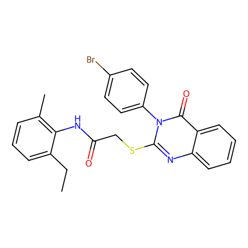 2-{[3-(4-bromophenyl)-4-oxo-3,4-dihydroquinazolin-2-yl]sulfanyl}-N-(2-ethyl-6-methylphenyl)acetamide structure