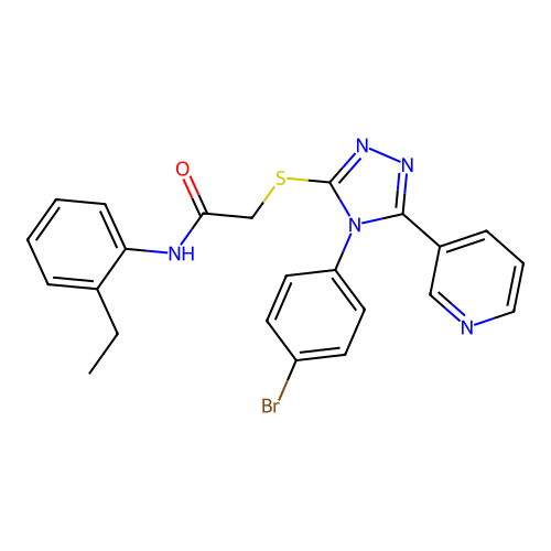 2-{[4-(4-bromophenyl)-5-(pyridin-3-yl)-4H-1,2,4-triazol-3-yl]sulfanyl}-N-(2-ethylphenyl)acetamide structure