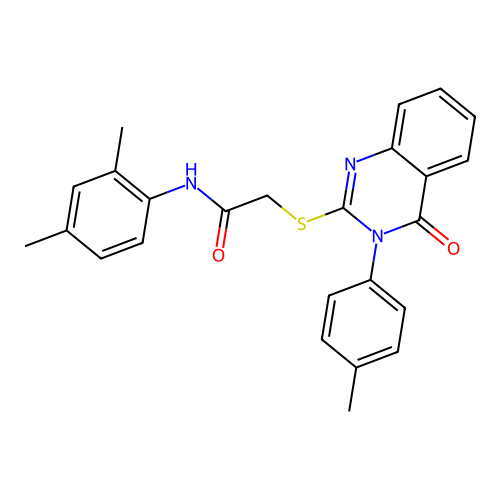 N-(2,4-dimethylphenyl)-2-((4-oxo-3-(p-tolyl)-3,4-dihydroquinazolin-2-yl)thio)acetamide structure