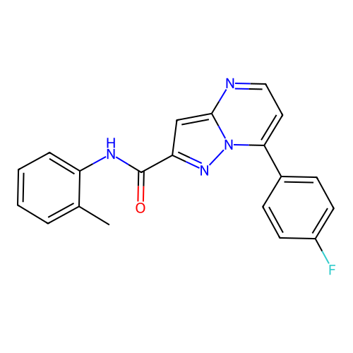 7-(4-fluorophenyl)-N-(2-methylphenyl)pyrazolo[1,5-a]pyrimidine-2-carboxamide structure