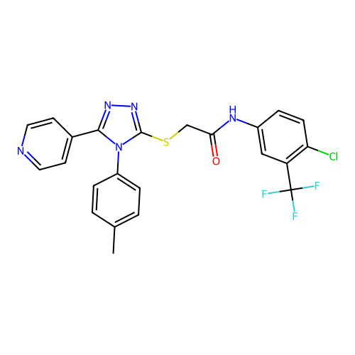 N-[4-chloro-3-(trifluoromethyl)phenyl]-2-{[4-(4-methylphenyl)-5-(pyridin-4-yl)-4H-1,2,4-triazol-3-yl]sulfanyl}acetamide structure