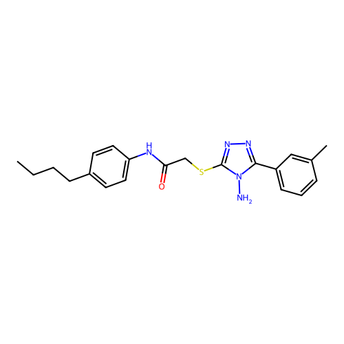 2-((4-amino-5-(m-tolyl)-4H-1,2,4-triazol-3-yl)thio)-N-(4-butylphenyl)acetamide structure