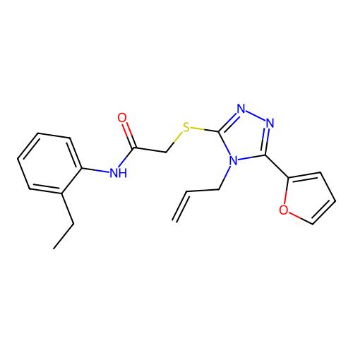 N-(2-ethylphenyl)-2-{[5-(furan-2-yl)-4-(prop-2-en-1-yl)-4H-1,2,4-triazol-3-yl]sulfanyl}acetamide structure