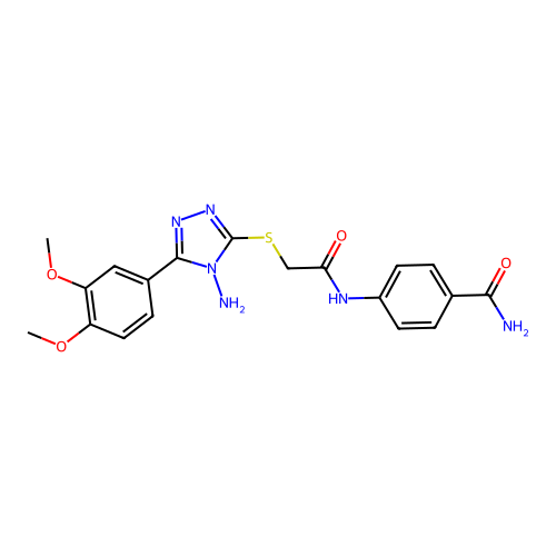 4-[({[4-amino-5-(3,4-dimethoxyphenyl)-4H-1,2,4-triazol-3-yl]sulfanyl}acetyl)amino]benzamide structure