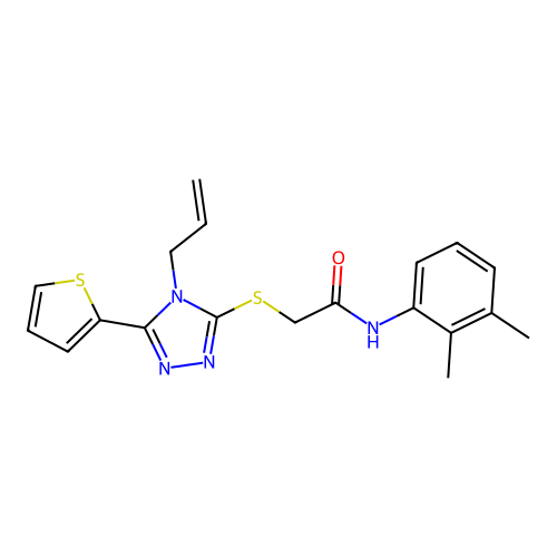 N-(2,3-dimethylphenyl)-2-(4-prop-2-enyl-5-(2-thienyl)(1,2,4-triazol-3-ylthio)) acetamide structure