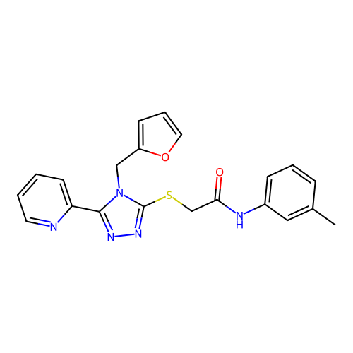 2-((4-(furan-2-ylmethyl)-5-(pyridin-2-yl)-4H-1,2,4-triazol-3-yl)thio)-N-(m-tolyl)acetamide structure
