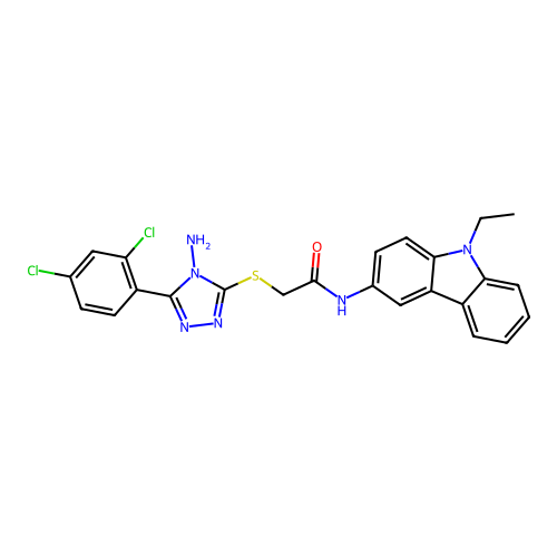 2-{[4-amino-5-(2,4-dichlorophenyl)-4H-1,2,4-triazol-3-yl]sulfanyl}-N-(9-ethyl-9H-carbazol-3-yl)acetamide structure