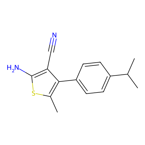 2-Amino-4-(4-isopropylphenyl)-5-methylthiophene-3-carbonitrile structure