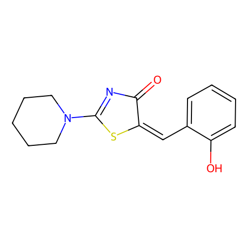 4(5H)-Thiazolone, 5-((2-hydroxyphenyl)methylene)-2-(1-piperidinyl)-, (E)- structure