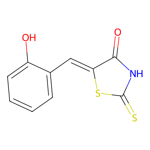 (Z)-5-(2'-hydroxybenzylidene)-2-thioxothiazolidin-4-one structure