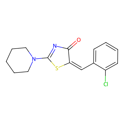 (E)-5-(2-chlorobenzylidene)-2-(piperidin-1-yl)thiazol-4(5H)-one structure