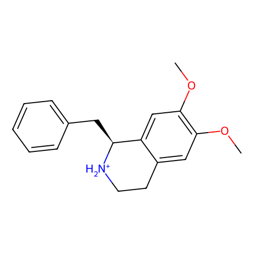 (1S)-1-benzyl-6,7-dimethoxy-1,2,3,4-tetrahydroisoquinolin-2-ium structure