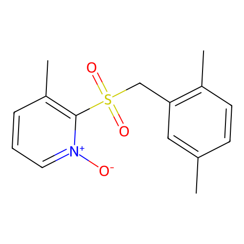 Pyridine, 2-[[(2,5-dimethylphenyl)methyl]sulfonyl]-3-methyl-, 1-oxide structure