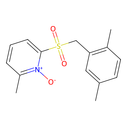 Pyridine, 2-[[(2,5-dimethylphenyl)methyl]sulfonyl]-6-methyl-, 1-oxide structure