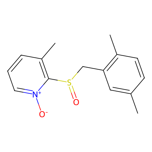 Pyridine, 2-[[(2,5-dimethylphenyl)methyl]sulfinyl]-3-methyl-, 1-oxide structure