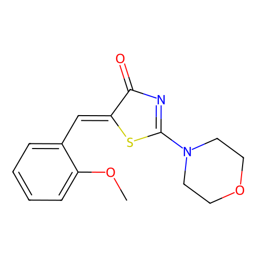 (5Z)-5-[(2-methoxyphenyl)methylidene]-2-morpholin-4-yl-1,3-thiazol-4-one structure