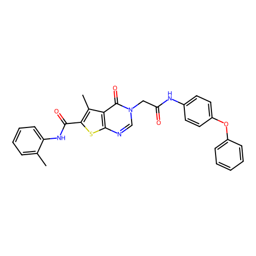 5-Methyl-6-[[(2-methylphenyl)amino]carbonyl]-4-oxo-N-(4-phenoxyphenyl)thieno[2,3-d]pyrimidine-3(4H)-acetamide structure