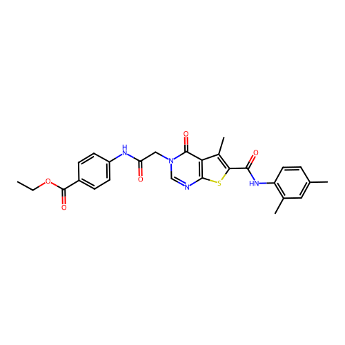 Ethyl 4-[[2-[6-[[(2,4-dimethylphenyl)amino]carbonyl]-5-methyl-4-oxothieno[2,3-d]pyrimidin-3(4H)-yl]acetyl]amino]benzoate structure