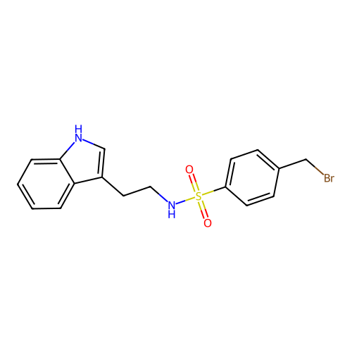 4-(bromomethyl)-N-[2-(1H-indol-3-yl)ethyl]benzenesulfonamide structure