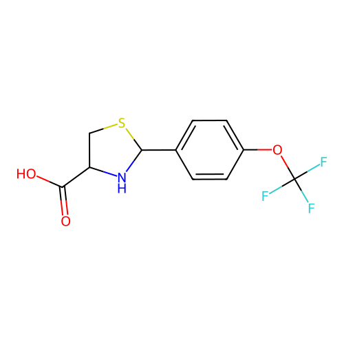 2-(4-(Trifluoromethoxy)phenyl)-1,3-thiazolidine-4-carboxylic acid structure