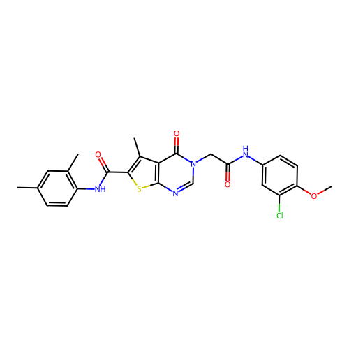 N-(3-Chloro-4-methoxyphenyl)-6-[[(2,4-dimethylphenyl)amino]carbonyl]-5-methyl-4-oxothieno[2,3-d]pyrimidine-3(4H)-acetamide structure