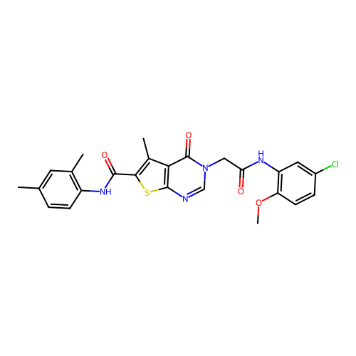 N-(5-Chloro-2-methoxyphenyl)-6-[[(2,4-dimethylphenyl)amino]carbonyl]-5-methyl-4-oxothieno[2,3-d]pyrimidine-3(4H)-acetamide structure