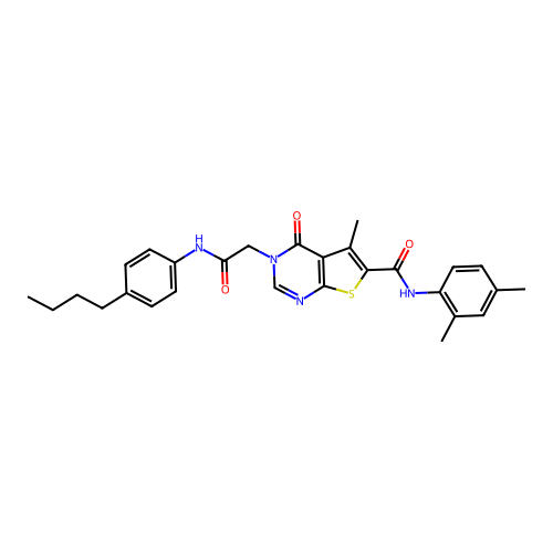 N-(4-Butylphenyl)-6-[[(2,4-dimethylphenyl)amino]carbonyl]-5-methyl-4-oxothieno[2,3-d]pyrimidine-3(4H)-acetamide structure
