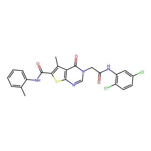 N-(2,5-Dichlorophenyl)-5-methyl-6-[[(2-methylphenyl)amino]carbonyl]-4-oxothieno[2,3-d]pyrimidine-3(4H)-acetamide structure