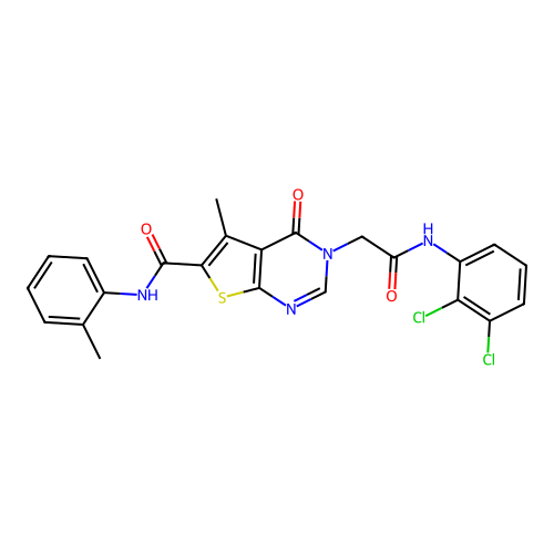 N-(2,3-Dichlorophenyl)-5-methyl-6-[[(2-methylphenyl)amino]carbonyl]-4-oxothieno[2,3-d]pyrimidine-3(4H)-acetamide structure