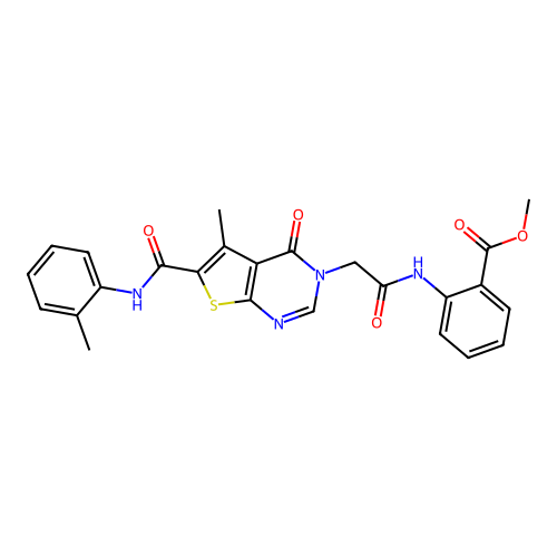 Methyl 2-[[2-[5-methyl-6-[[(2-methylphenyl)amino]carbonyl]-4-oxothieno[2,3-d]pyrimidin-3(4H)-yl]acetyl]amino]benzoate structure