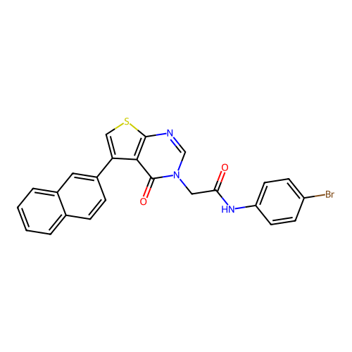 N-(4-Bromophenyl)-5-(2-naphthalenyl)-4-oxothieno[2,3-d]pyrimidine-3(4H)-acetamide structure
